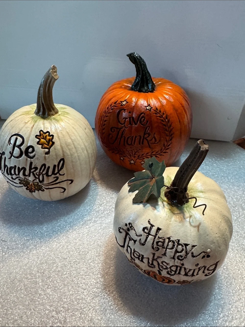 Thanksgiving Decorative Pumpkin Set — Orange & White Seasonal Accents